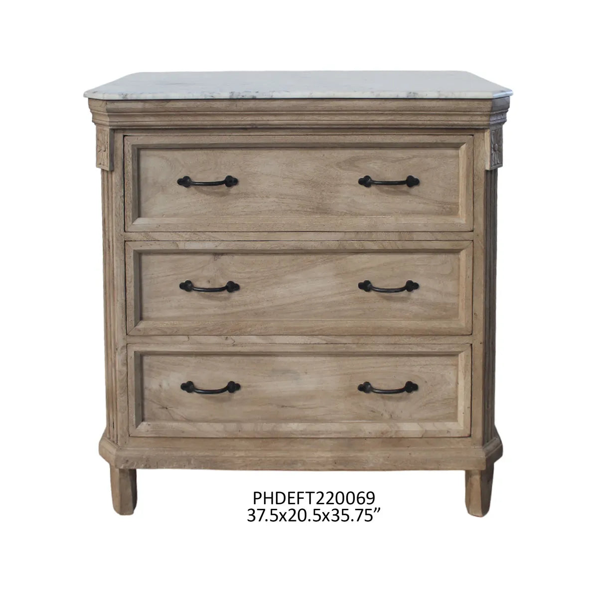 Marble Top French Server or Nightstand 37.5 x 20.5 x 35.75 (in)