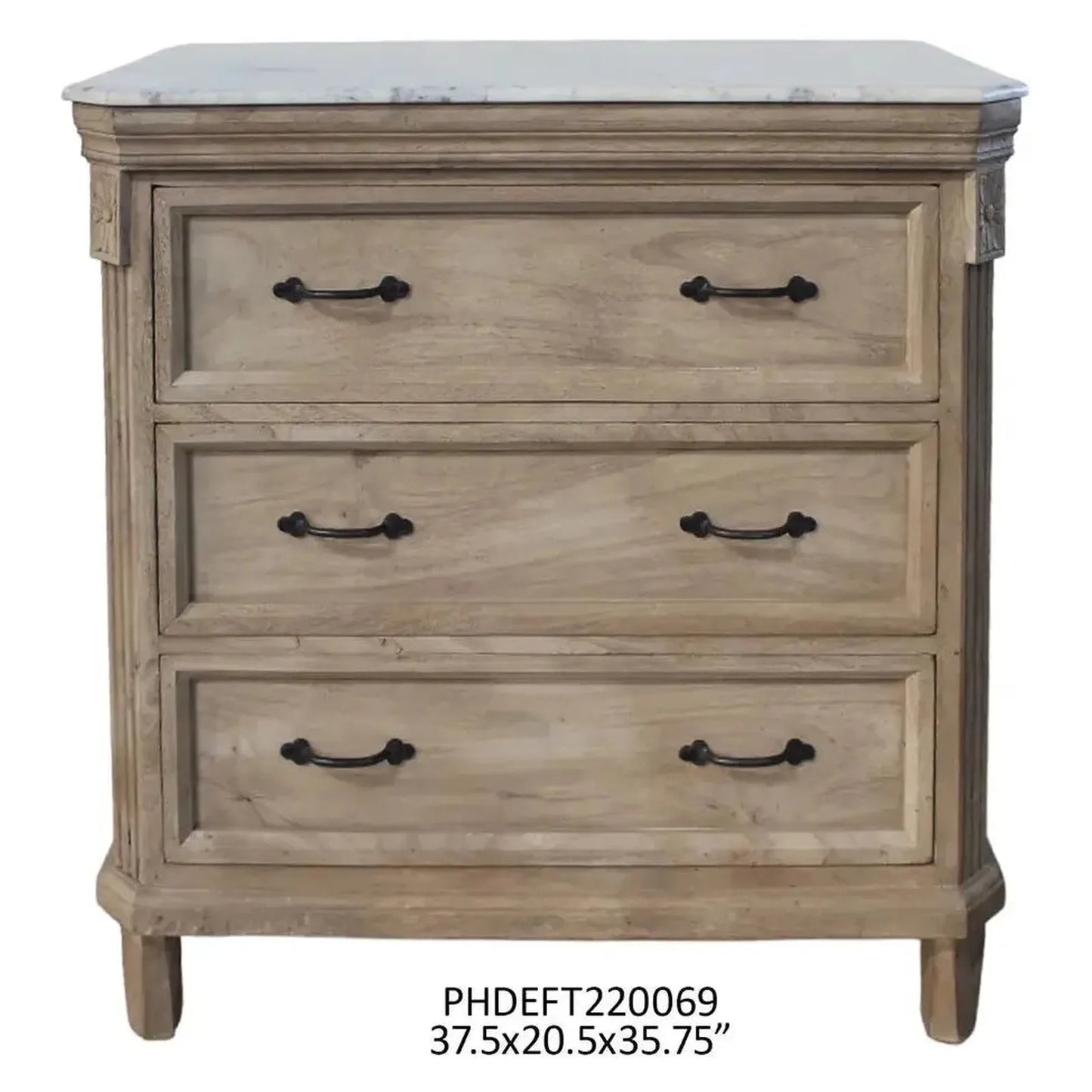 Marble Top French Server or Nightstand 37.5 x 20.5 x 35.75 (in)