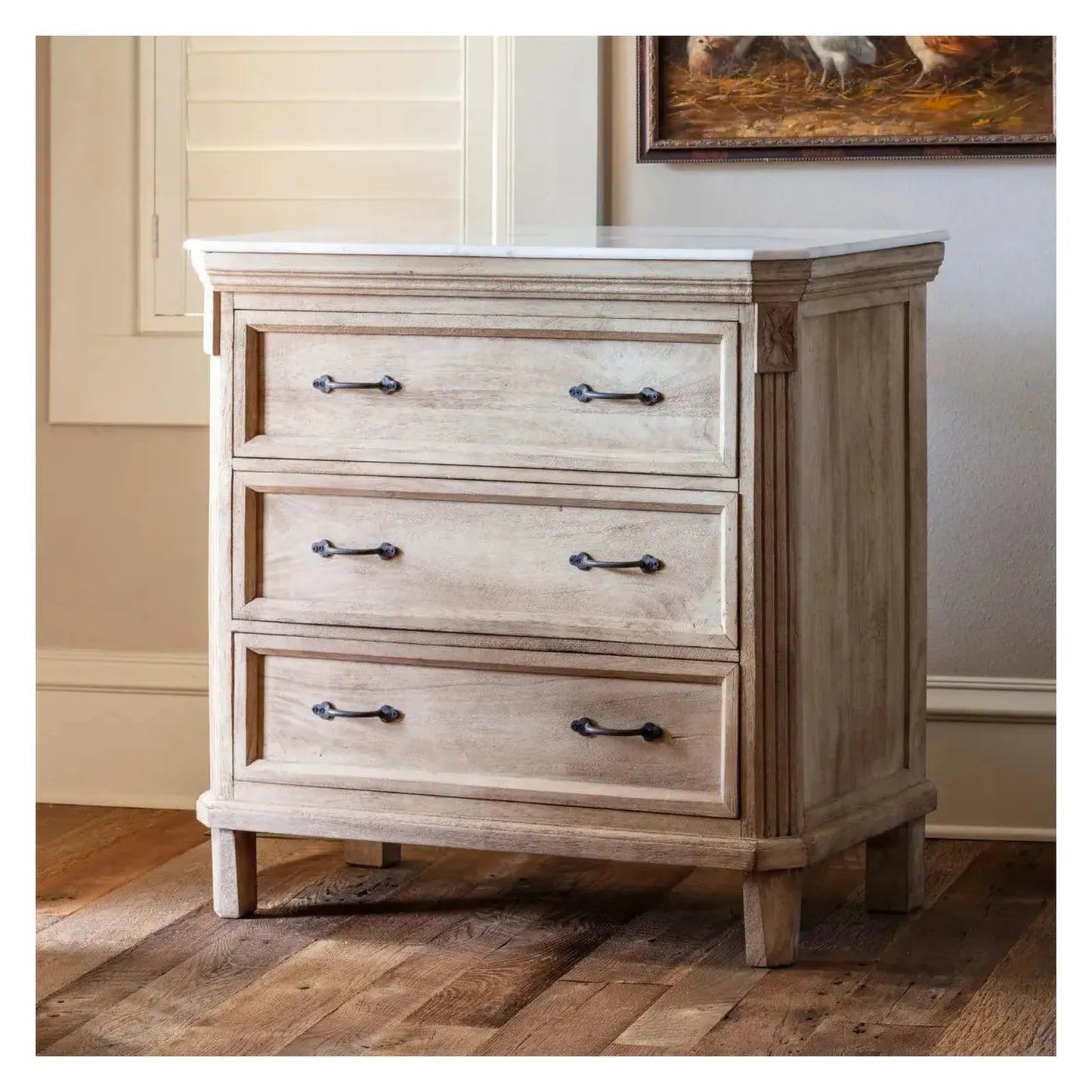 Marble Top French Server or Nightstand 37.5 x 20.5 x 35.75 (in)