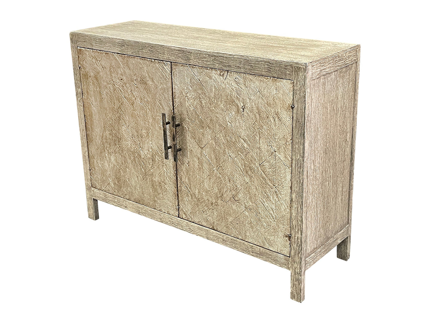 Eguisheim Chest, Weathered Gray, Textured Crosshatch Reclaimed Wood Doors With Brushed Nickel Hardware