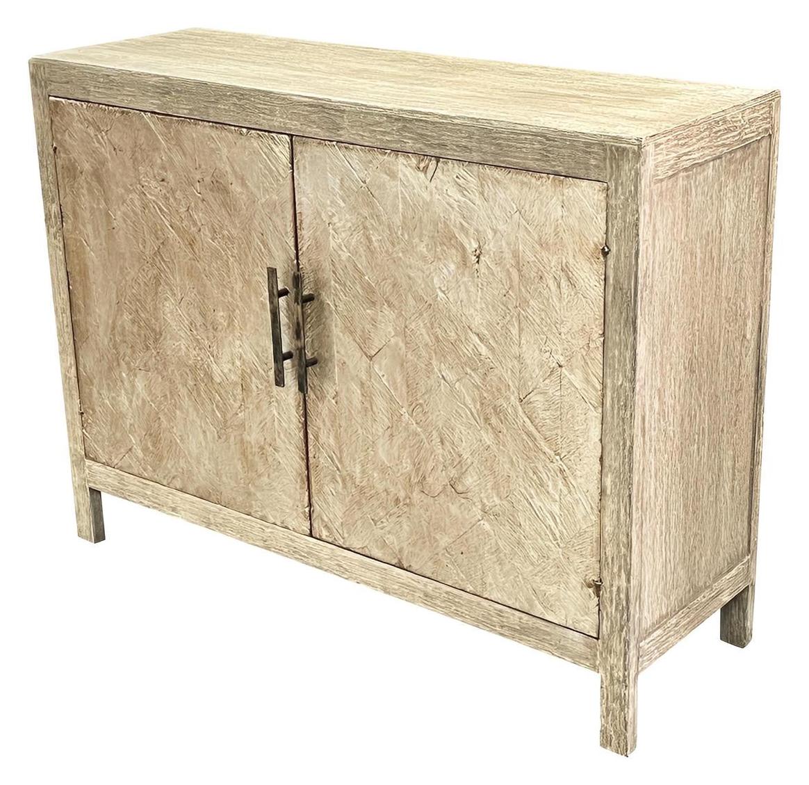 Eguisheim Chest, Weathered Gray, Textured Crosshatch Reclaimed Wood Doors With Brushed Nickel Hardware