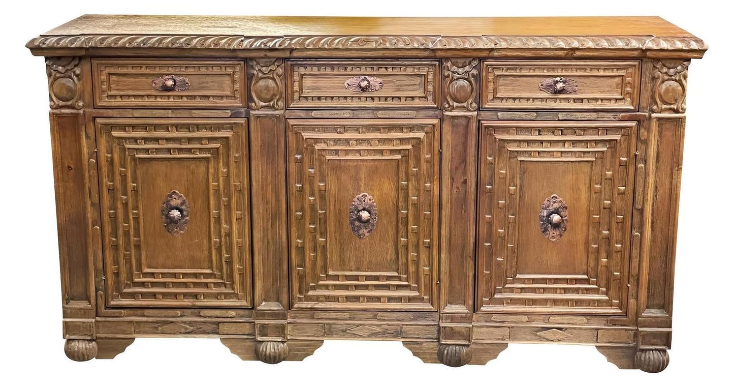 Châteauneuf-sur-Loire Walnut Buffet in Lyon Elegance With Handcrafted Detailing