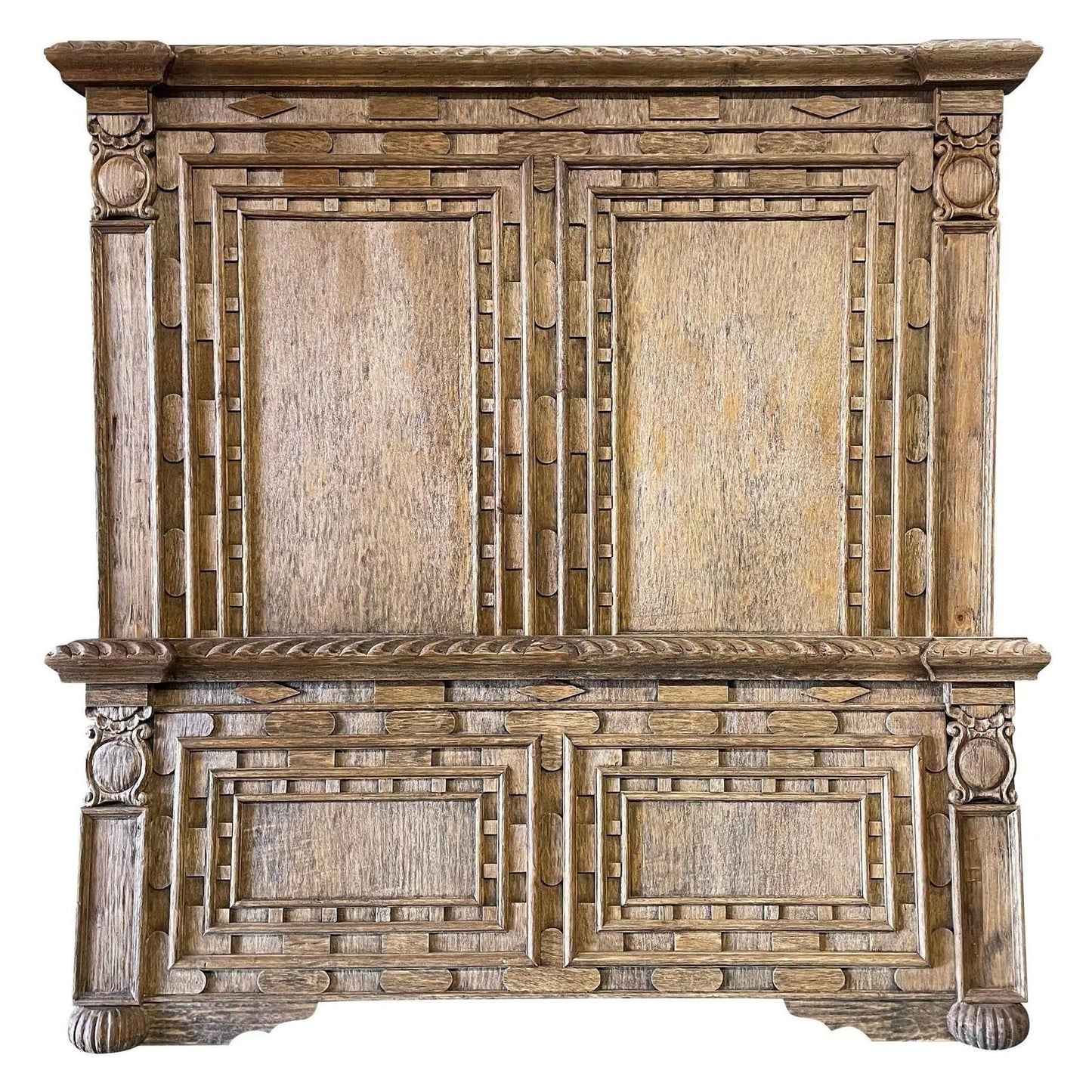 CASTELLAN BED 84" Tall | Carved Natural Wood Traditional Finish | Bed Only | Includes Delivery and Assembly