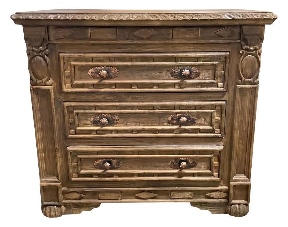 Castellan Nightstands (2-Pack), Dark Brown, Carved Detailing With Brass Pulls