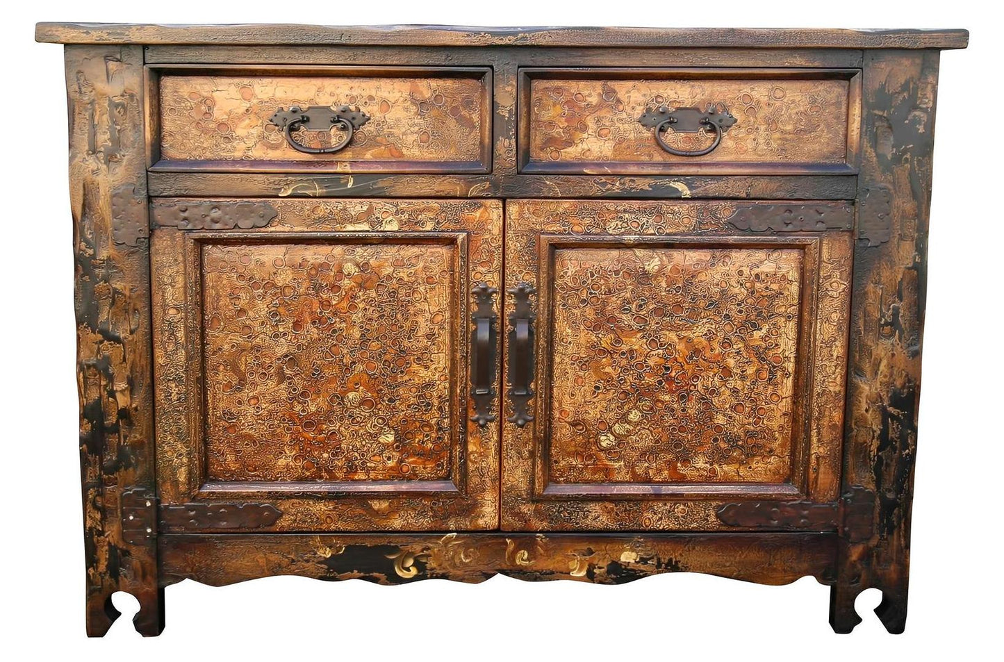 Saumur Copper Dining Room Buffet Table In Rustic Finish With Vintage Charm 14x58x42