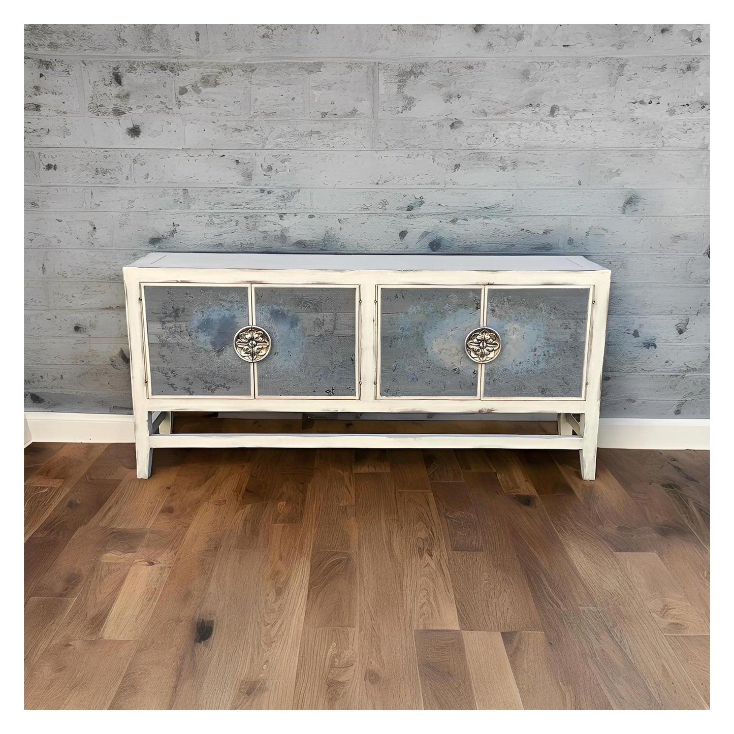 Orleans Antique Silver Dining Room Buffet Table Hand-Finished - 18.5 x 78 x 36