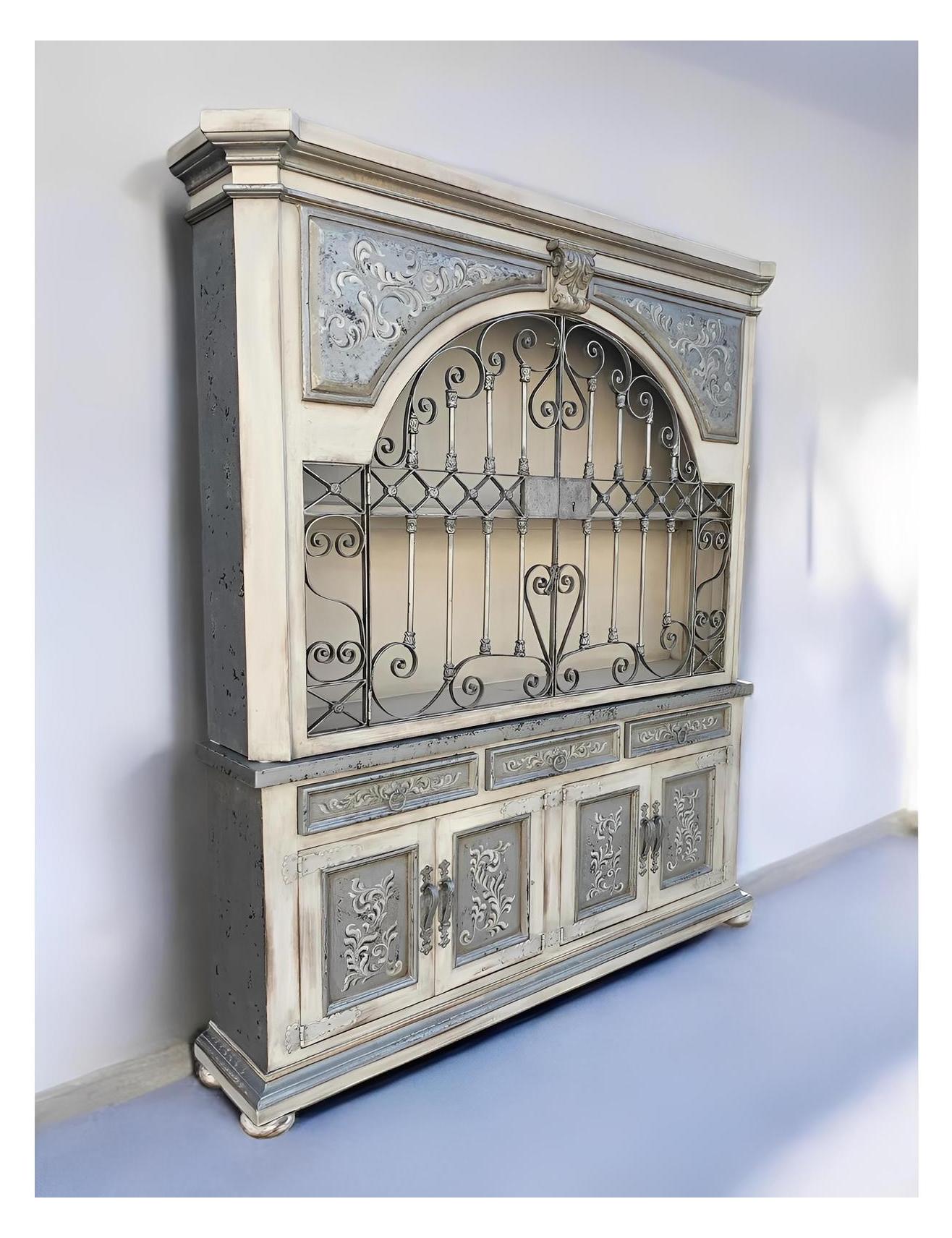 Lafayette Verona Antiqued Ivory Dining Room Buffet Table & Hutch - 16x80x92