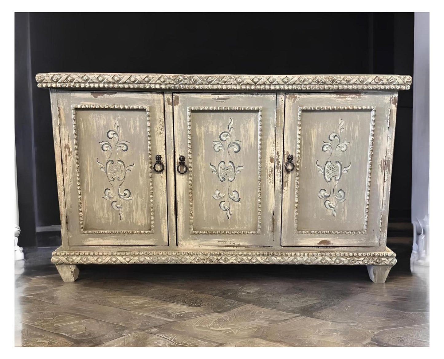 Seville Antique Gold European Manor Dining Room Buffet Table Handcrafted And Distressed Finish - 18 x 67 x 40