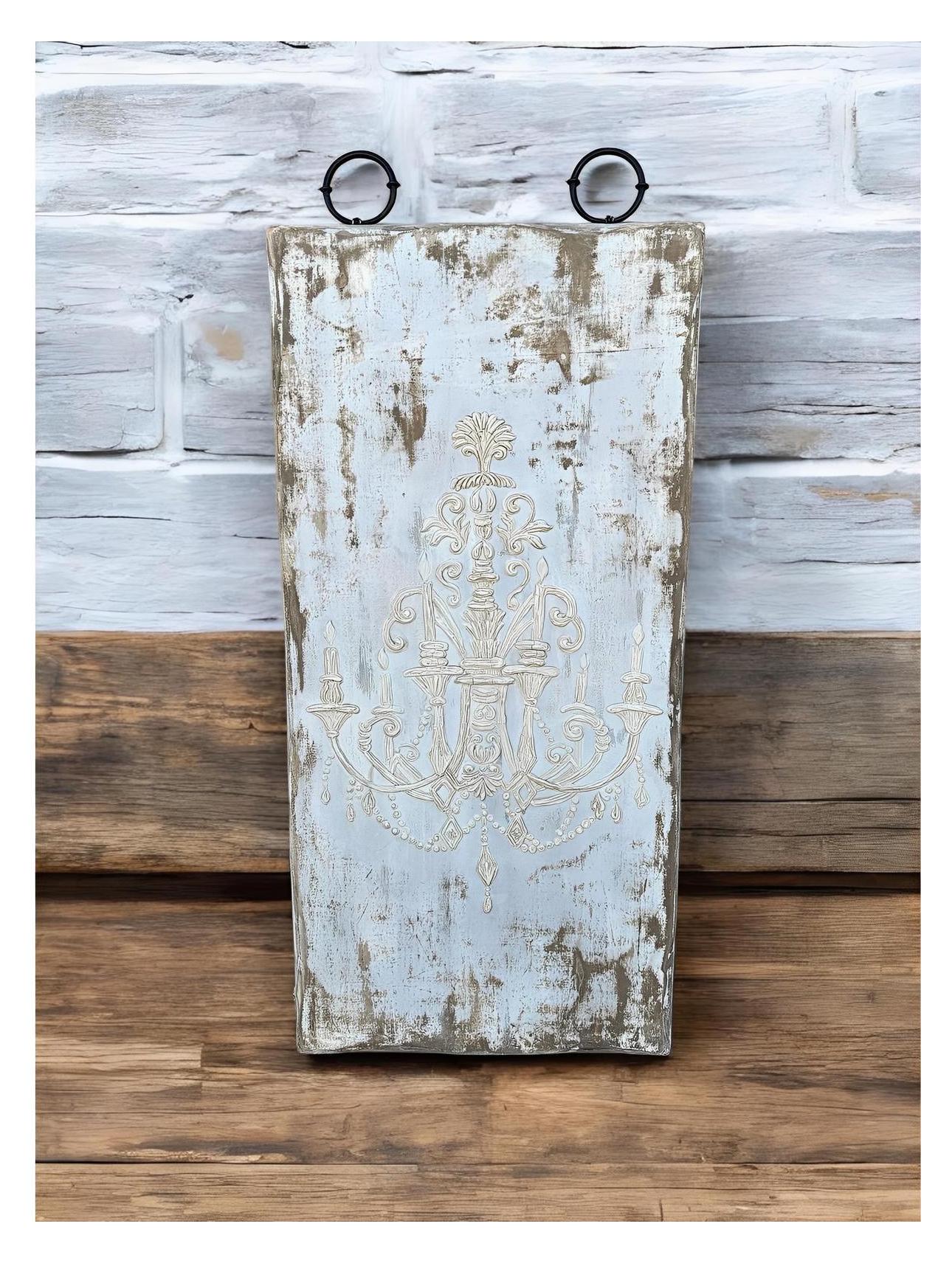 Tonnerre Chandelier Wall Panels 3-Pack, Weathered Blue, Includes Hanging Ring Hardware