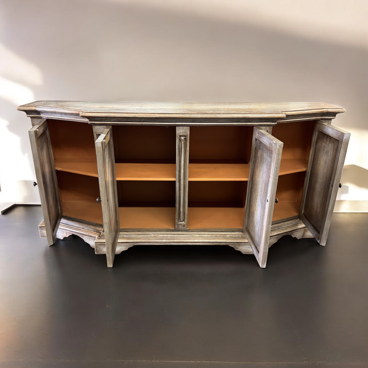 Madrid Antique Gray Distressed Dining Room Buffet Table 24 X 92.5 X 42