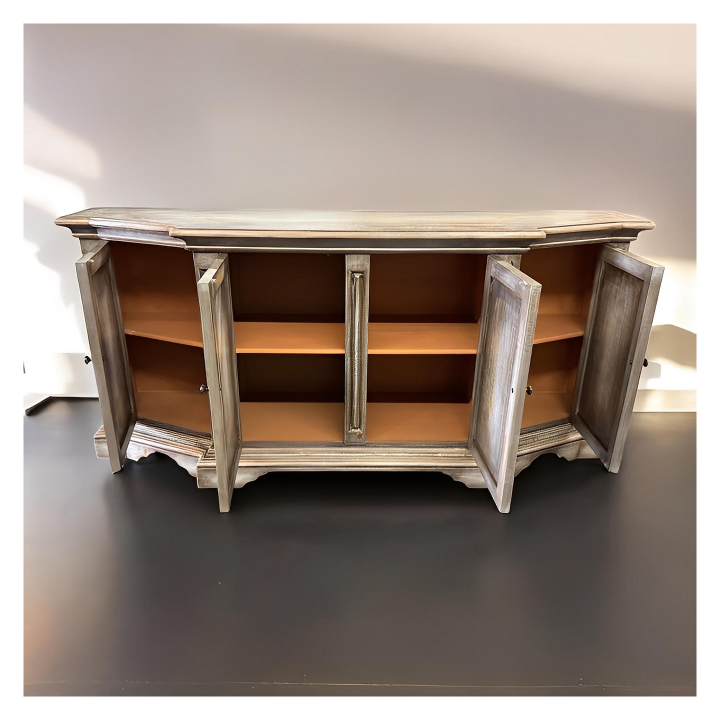 Madrid Antique Gray Distressed Dining Room Buffet Table 24 X 92.5 X 42