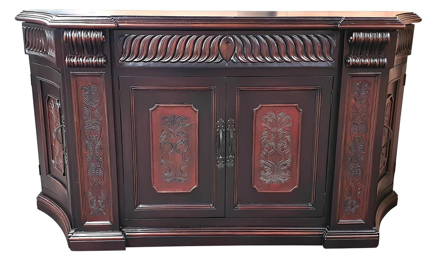 Rochecotte Ebony Carved Dining Room Buffet With Ornate Relief