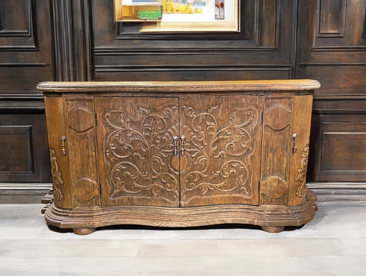 Noirieux Dark Walnut Handcarved Dining Buffet Table 26 x 86 x 41 Inches