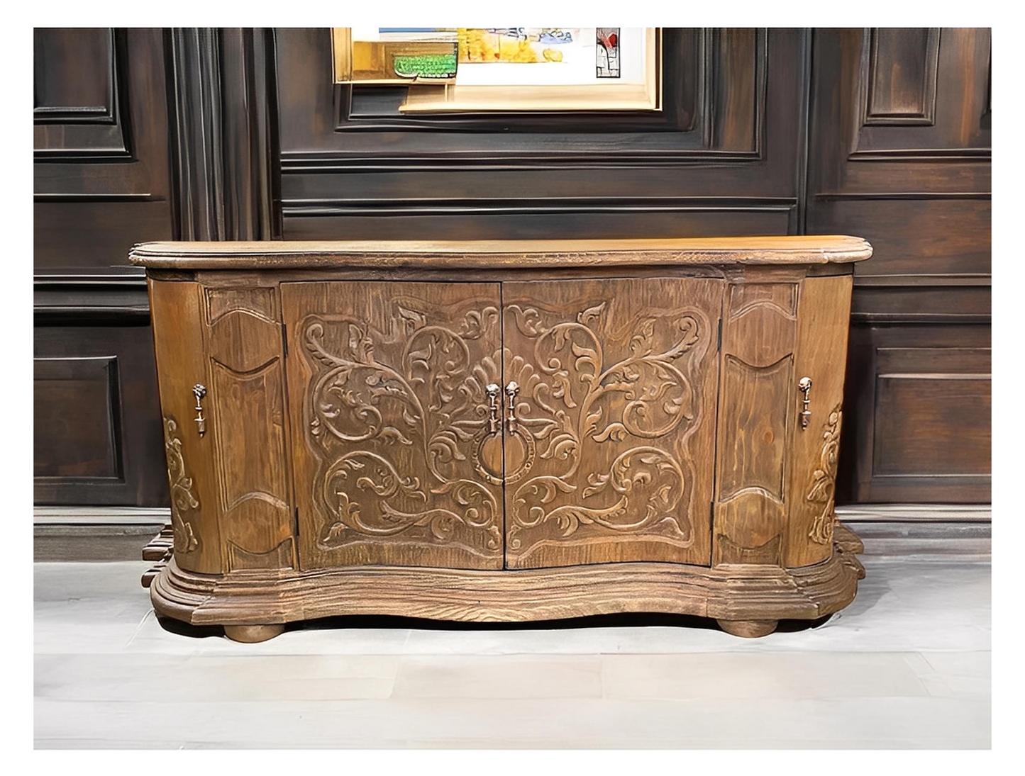 Noirieux Dark Walnut Handcarved Dining Buffet Table 26 x 86 x 41 Inches