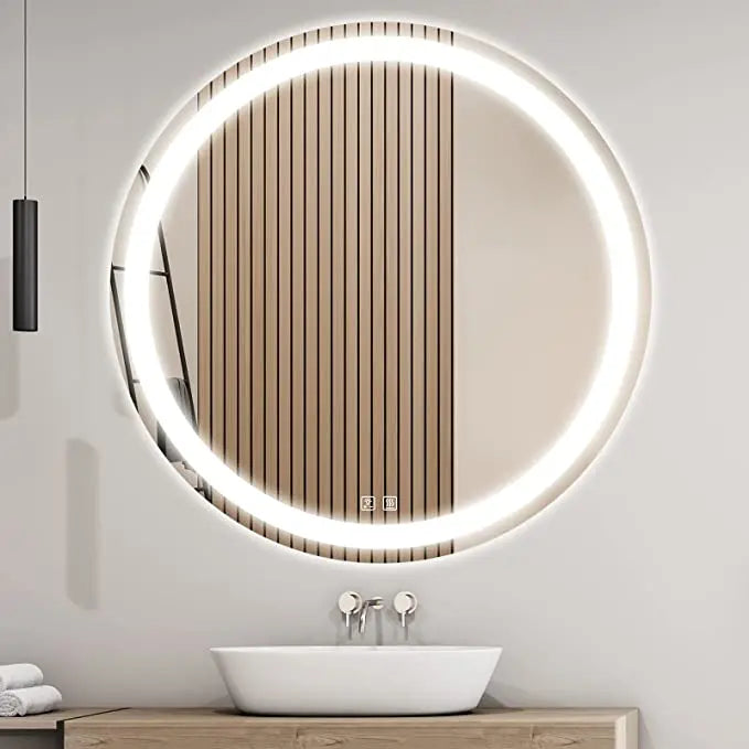 Round LED Mirror - Bathroom Vanity Mirror With Dimmable Lights and Adjustable Color Temperature