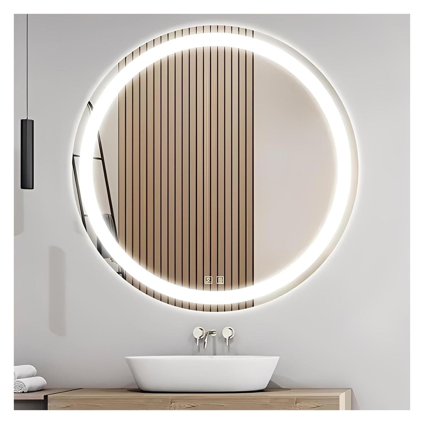 Round LED Mirror - Bathroom Vanity Mirror With Dimmable Lights and Adjustable Color Temperature