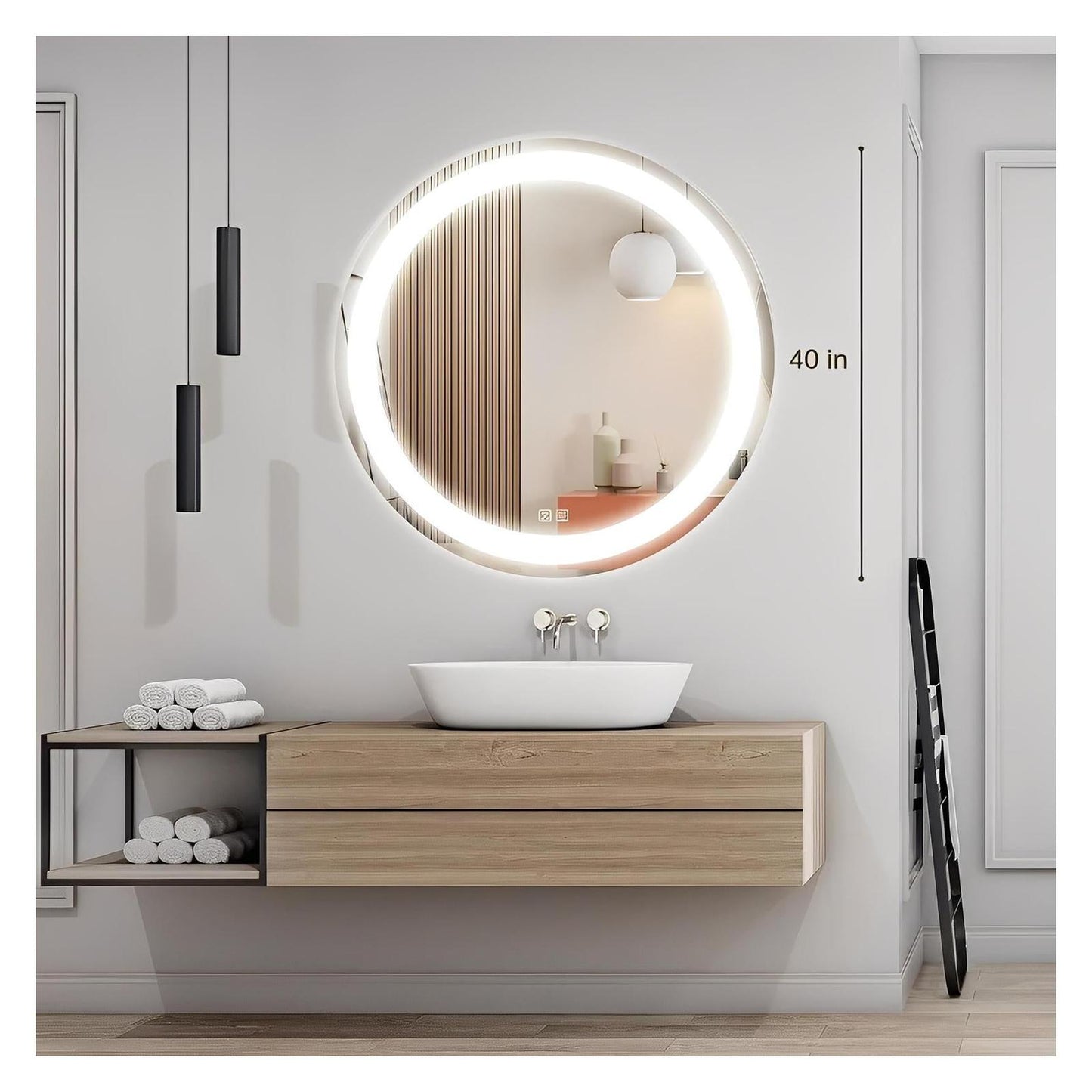 Round LED Mirror - Bathroom Vanity Mirror With Dimmable Lights and Adjustable Color Temperature