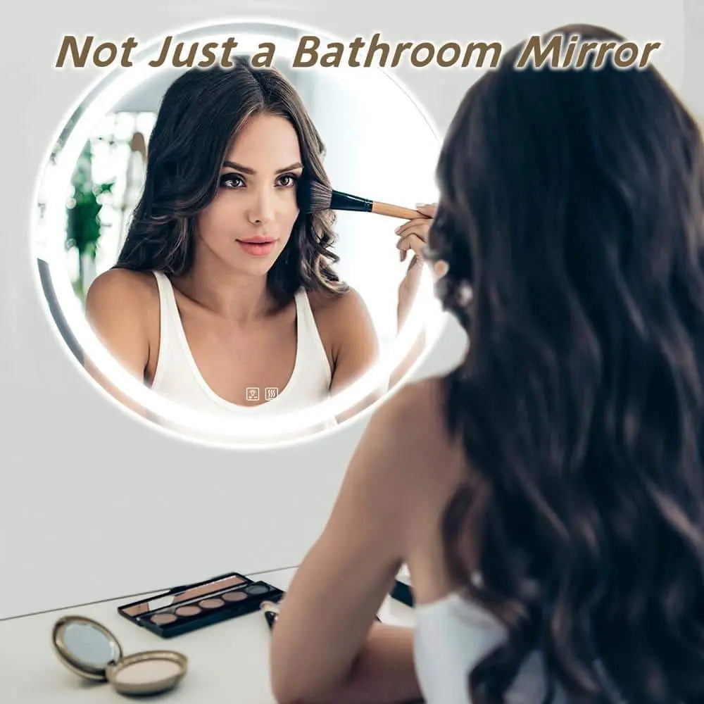 Round LED Mirror - Bathroom Vanity Mirror With Dimmable Lights and Adjustable Color Temperature