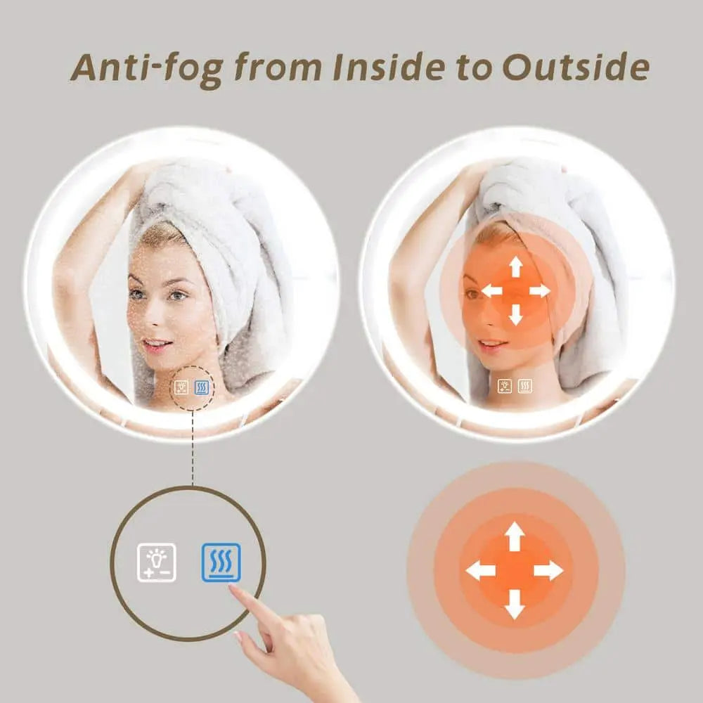 Round LED Mirror - Bathroom Vanity Mirror With Dimmable Lights and Adjustable Color Temperature