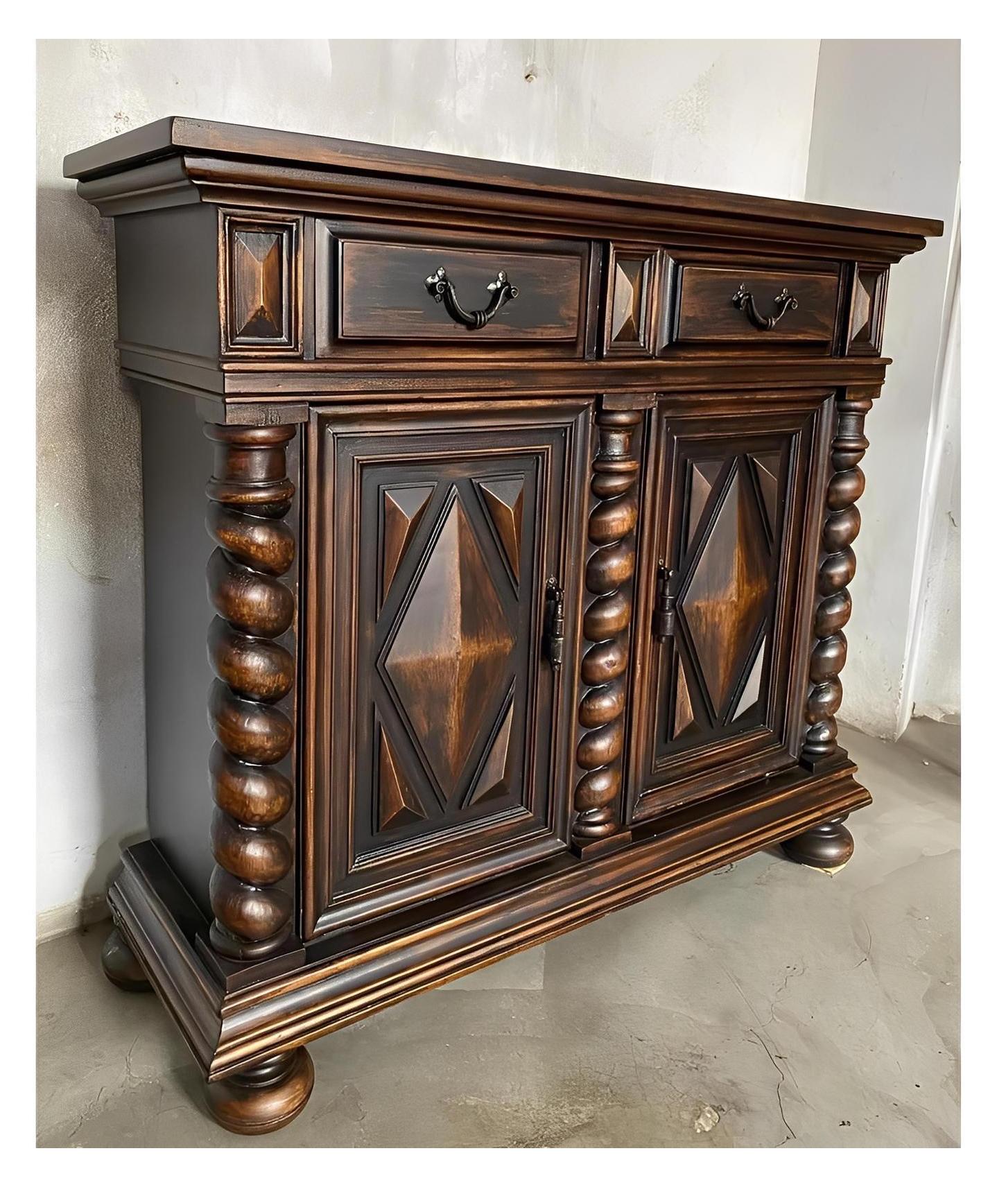 Lodève Chest, Dark Walnut, Twisted Spiral Columns