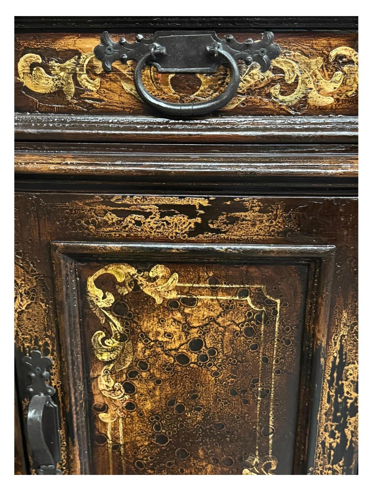 Allegra Verona Walnut Dining Room Buffet Table with Iron Accents 24x99x45