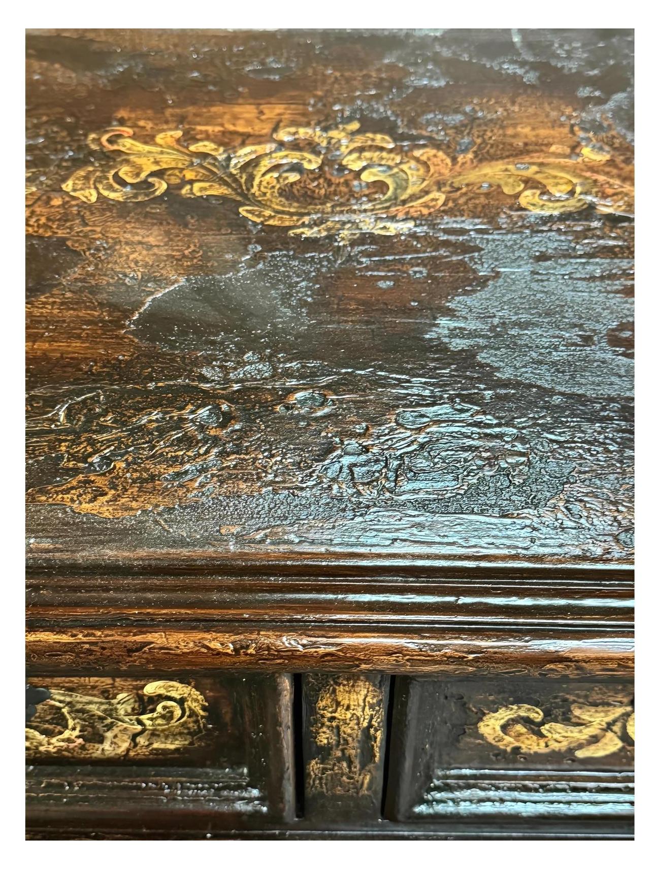 Allegra Verona Walnut Dining Room Buffet Table with Iron Accents 24x99x45