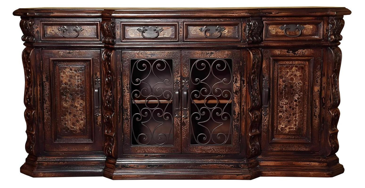 Troussay Espresso Dining Room Buffet Table Paris Edition With Ornate Ironwork