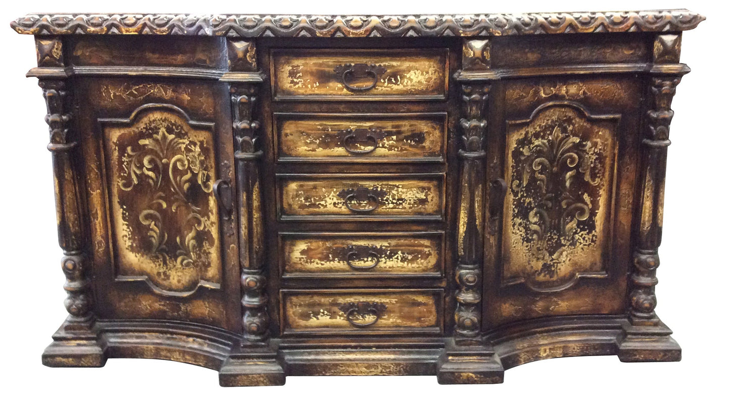 Crissay-sur-Manse Antique Walnut Dining Buffet in Lyon, Handcrafted Elegance