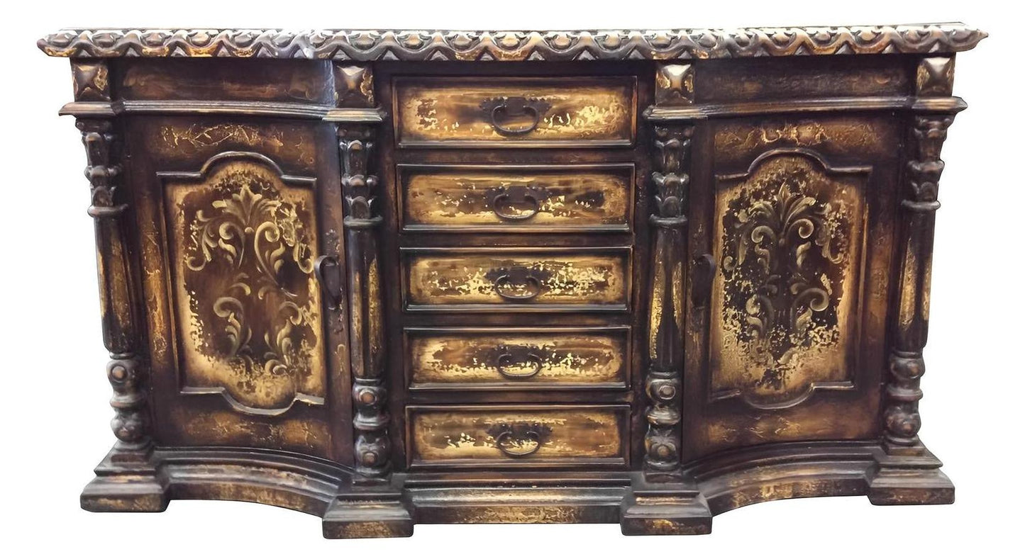 Crissay-sur-Manse Antique Walnut Dining Buffet in Lyon, Handcrafted Elegance