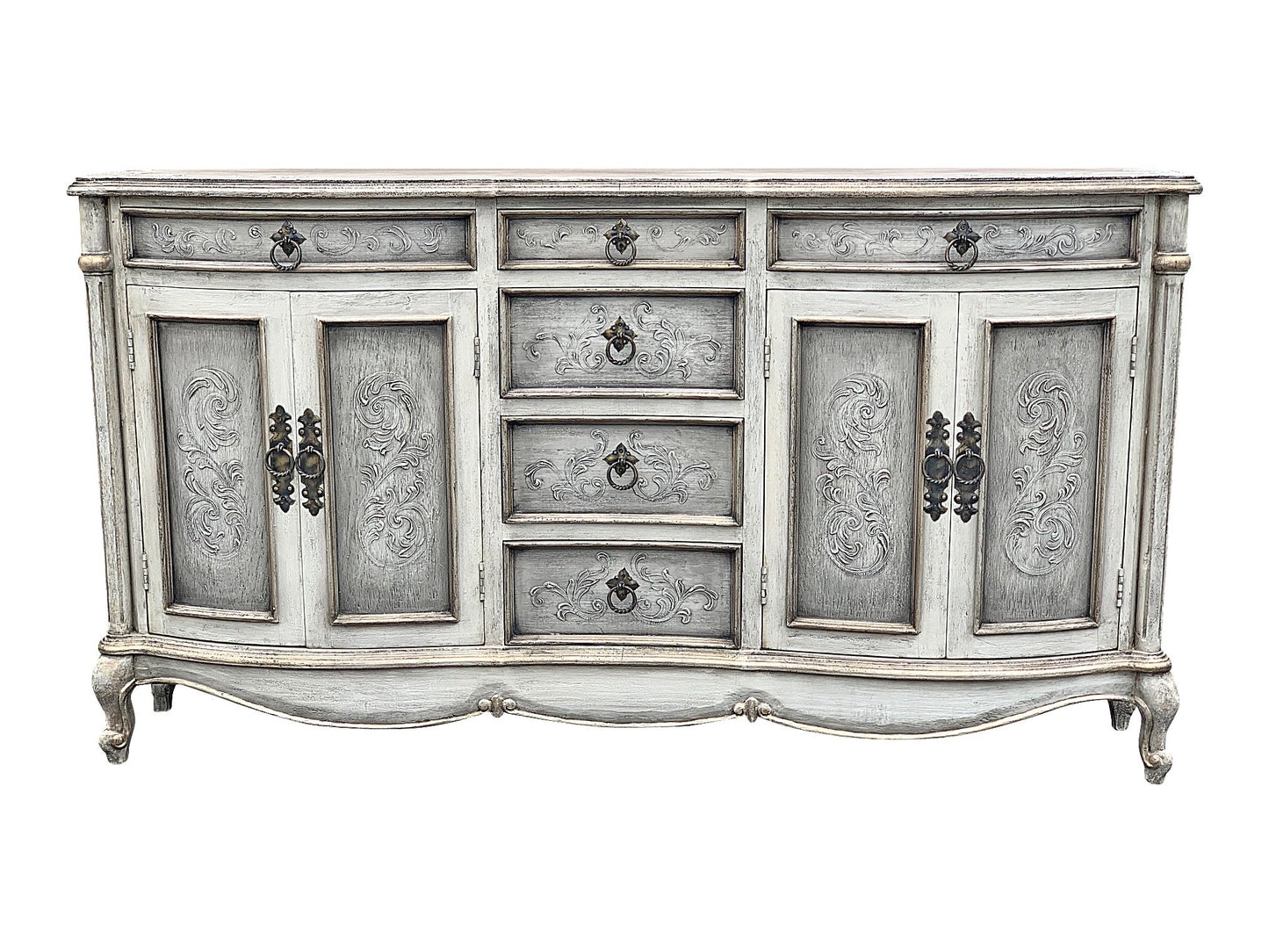 Brissac European Manor Weathered Grey Dining Room Buffet Table 16 x 73 x 40