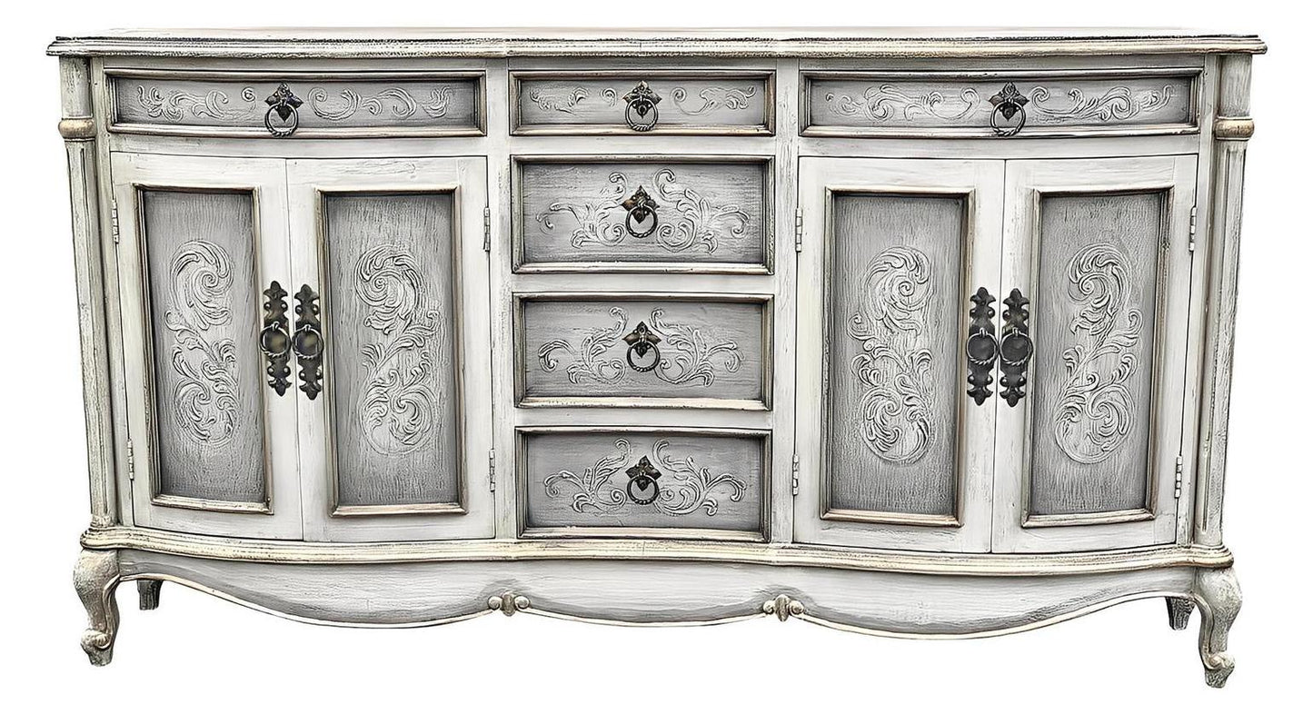 Brissac European Manor Weathered Grey Dining Room Buffet Table 16 x 73 x 40