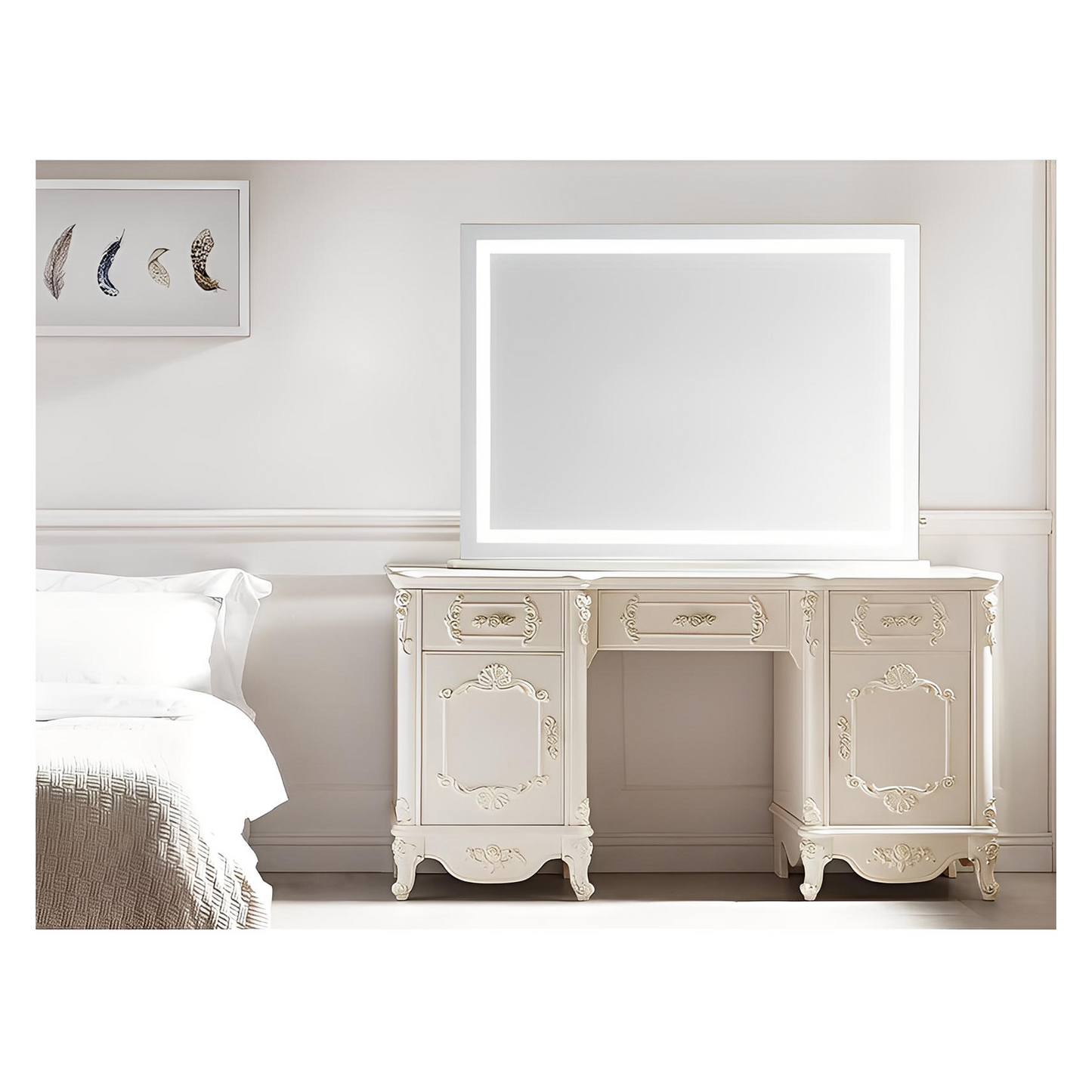 CALYPSO LED LIGHTED TABLETOP OR WALL MOUNTED VANITY MIRROR - 85 x 40