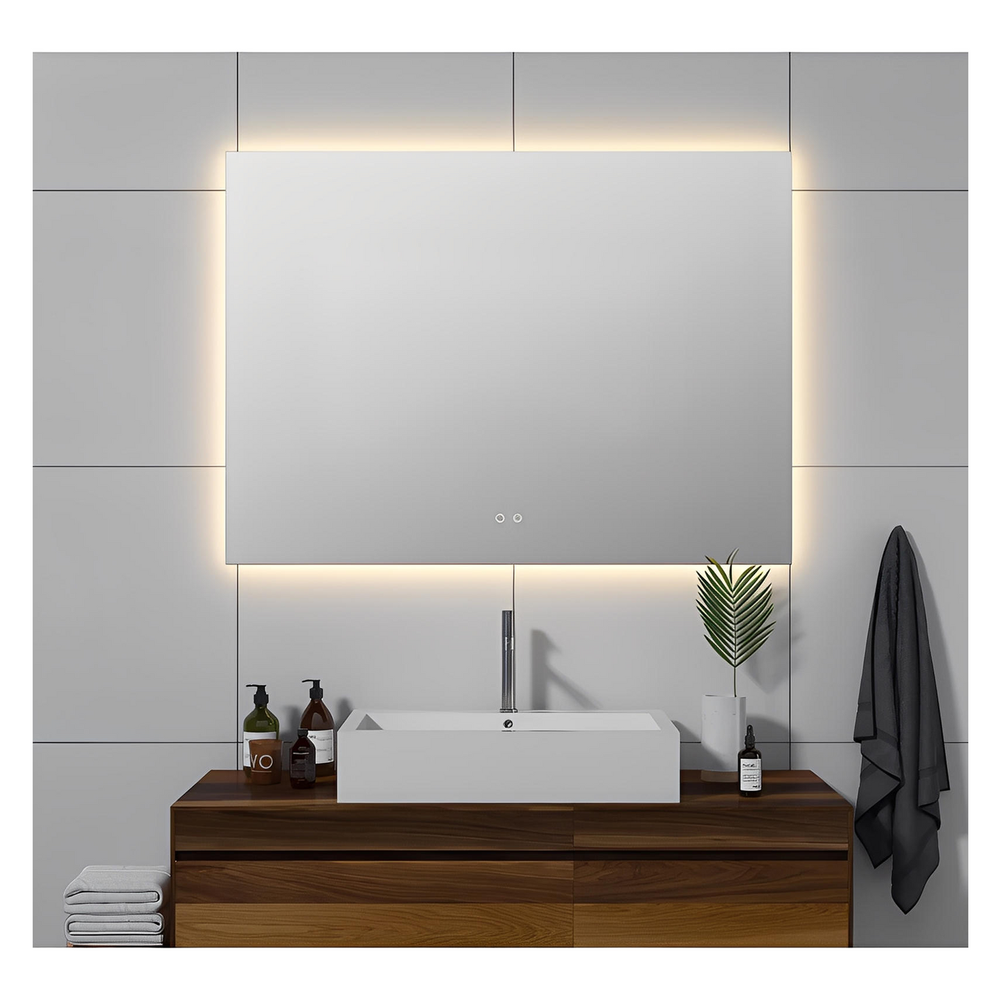 LUXOR LED FRAMELESS VANITY MIRROR - ADJUSTABLE TEMP. & BRIGHTNESS - 48 x 35