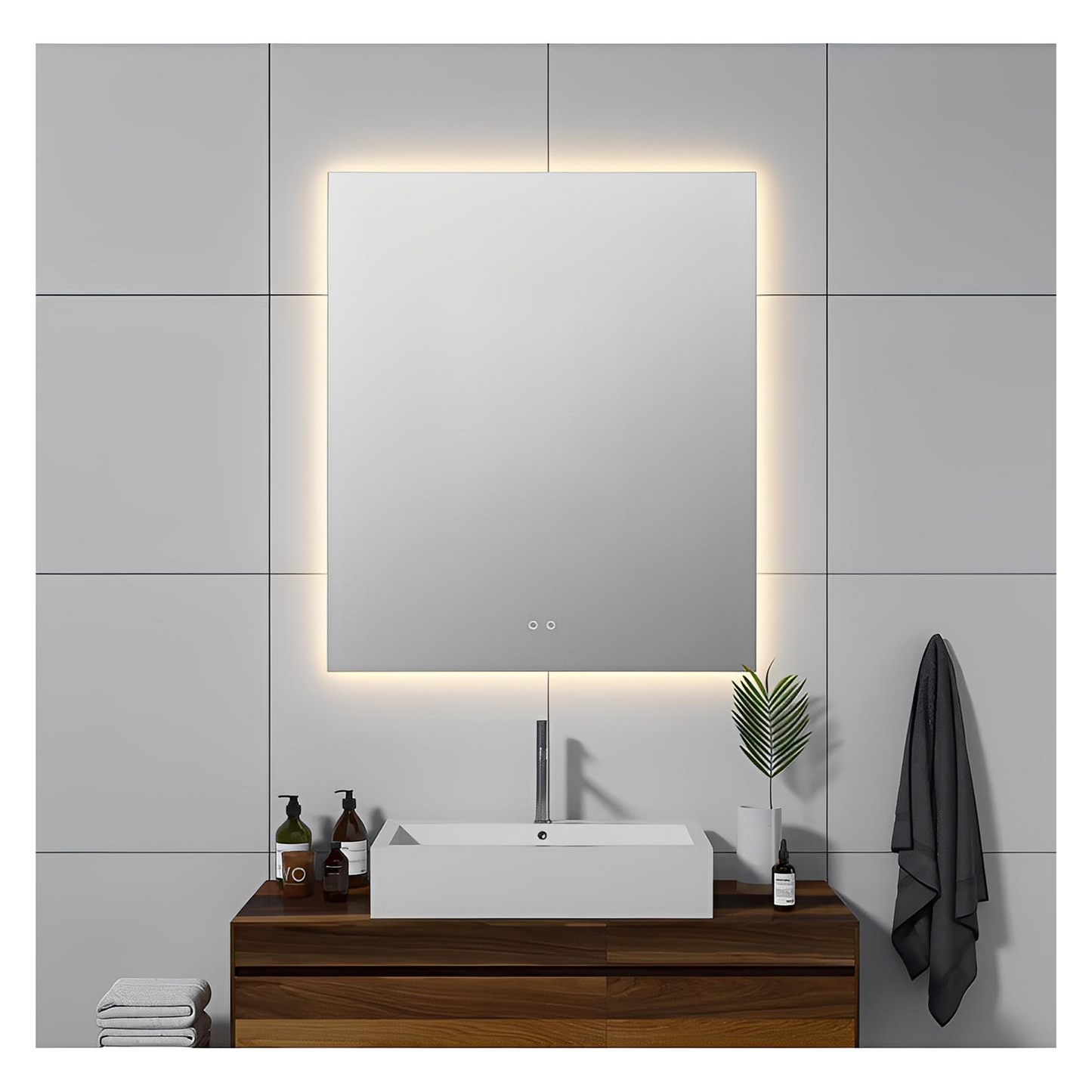 LUXOR LED FRAMELESS VANITY MIRROR - ADJUSTABLE TEMP. & BRIGHTNESS - 48 x 35