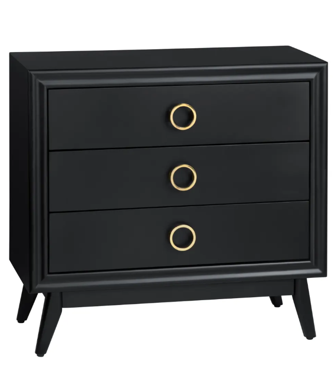 Rehoboth Black Nightstands (2-Pack) Traditional, Transitional, antique-style handles, carved details