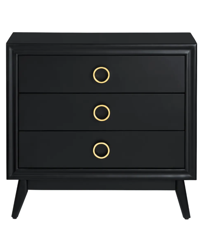 Rehoboth Black Nightstands (2-Pack) Traditional, Transitional, antique-style handles, carved details