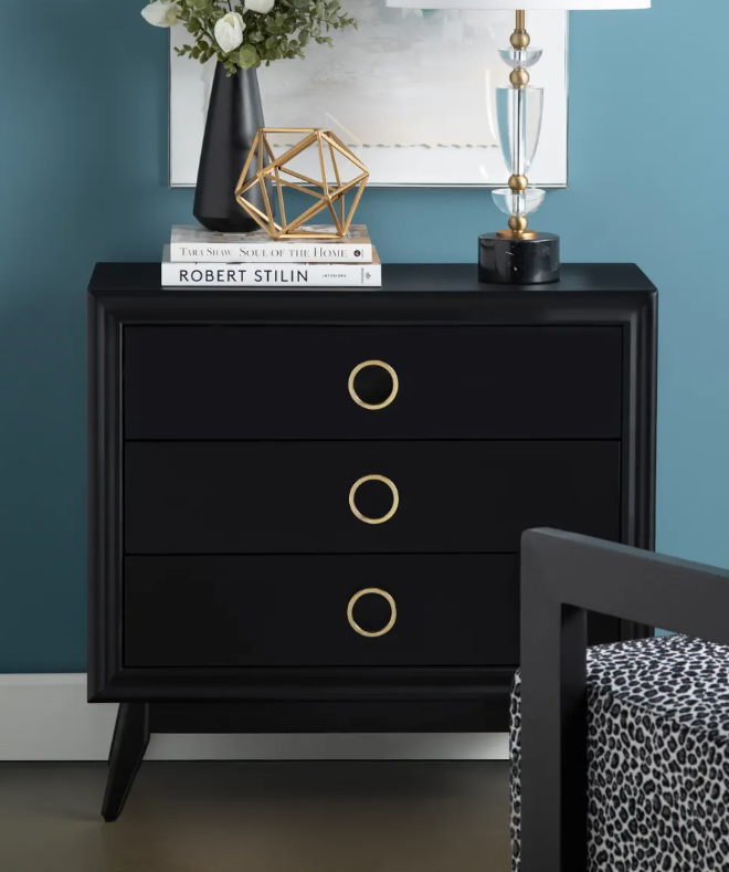 Rehoboth Black Nightstands (2-Pack) Traditional, Transitional, antique-style handles, carved details