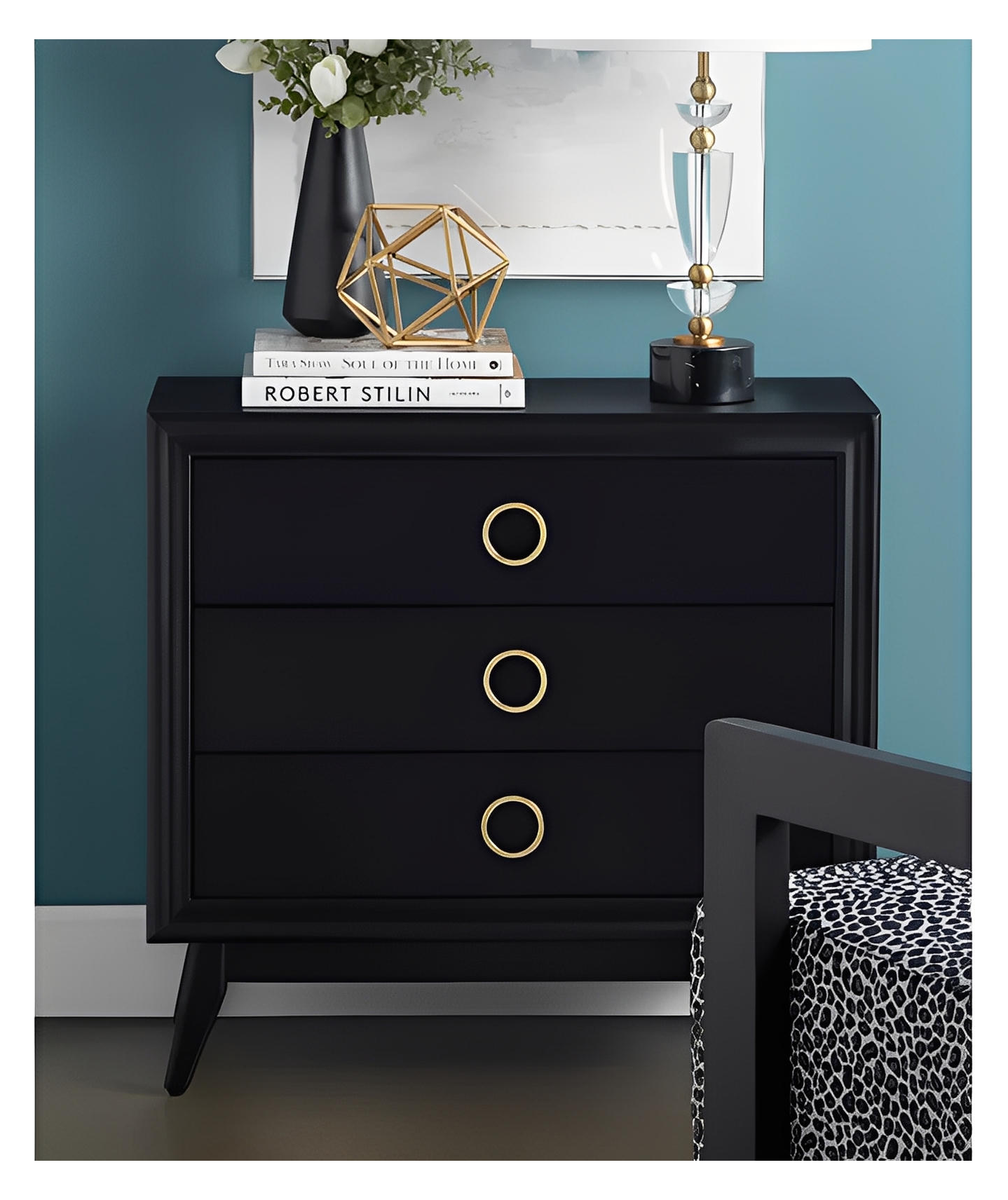 Rehoboth Black Nightstands (2-Pack) Traditional, Transitional, antique-style handles, carved details