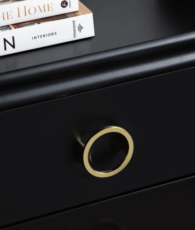 Rehoboth Black Nightstands (2-Pack) Traditional, Transitional, antique-style handles, carved details