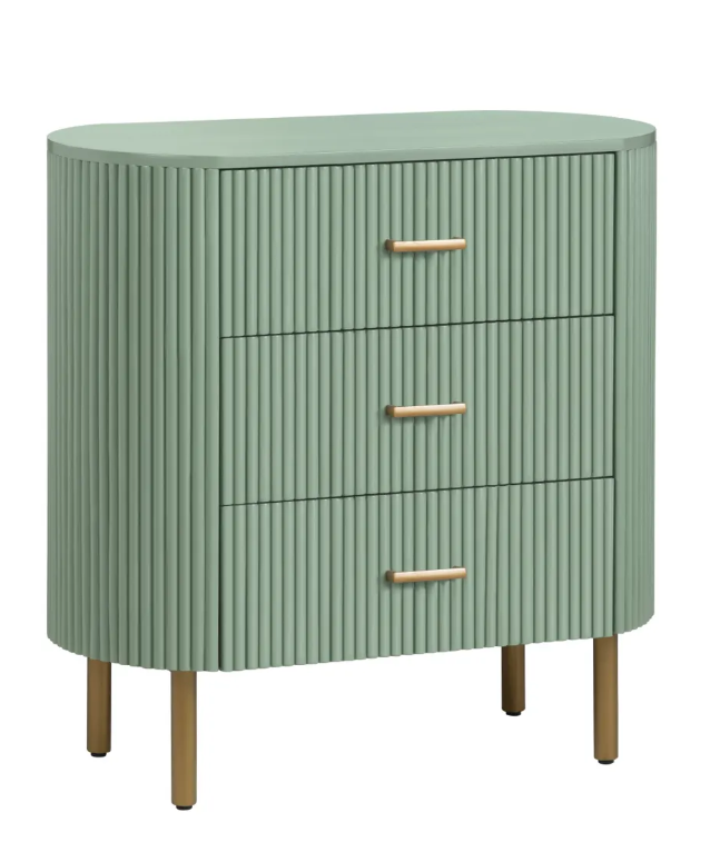 Stowe Painted Green Nightstands (2-Pack) Transitional, tapered legs, felt-lined top drawers