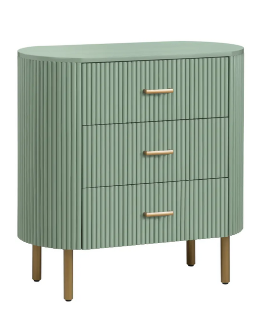Stowe Painted Green Nightstands (2-Pack) Transitional, tapered legs, felt-lined top drawers