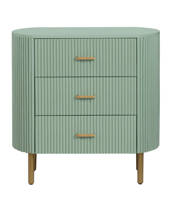 Stowe Painted Green Nightstands (2-Pack) Transitional, tapered legs, felt-lined top drawers