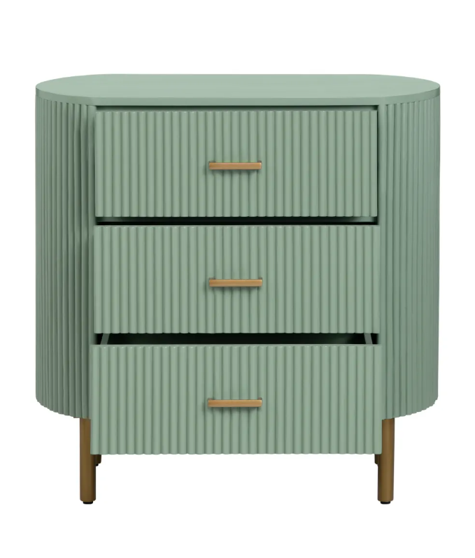 Stowe Painted Green Nightstands (2-Pack) Transitional, tapered legs, felt-lined top drawers