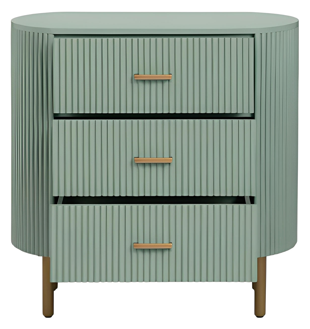 Stowe Painted Green Nightstands (2-Pack) Transitional, tapered legs, felt-lined top drawers