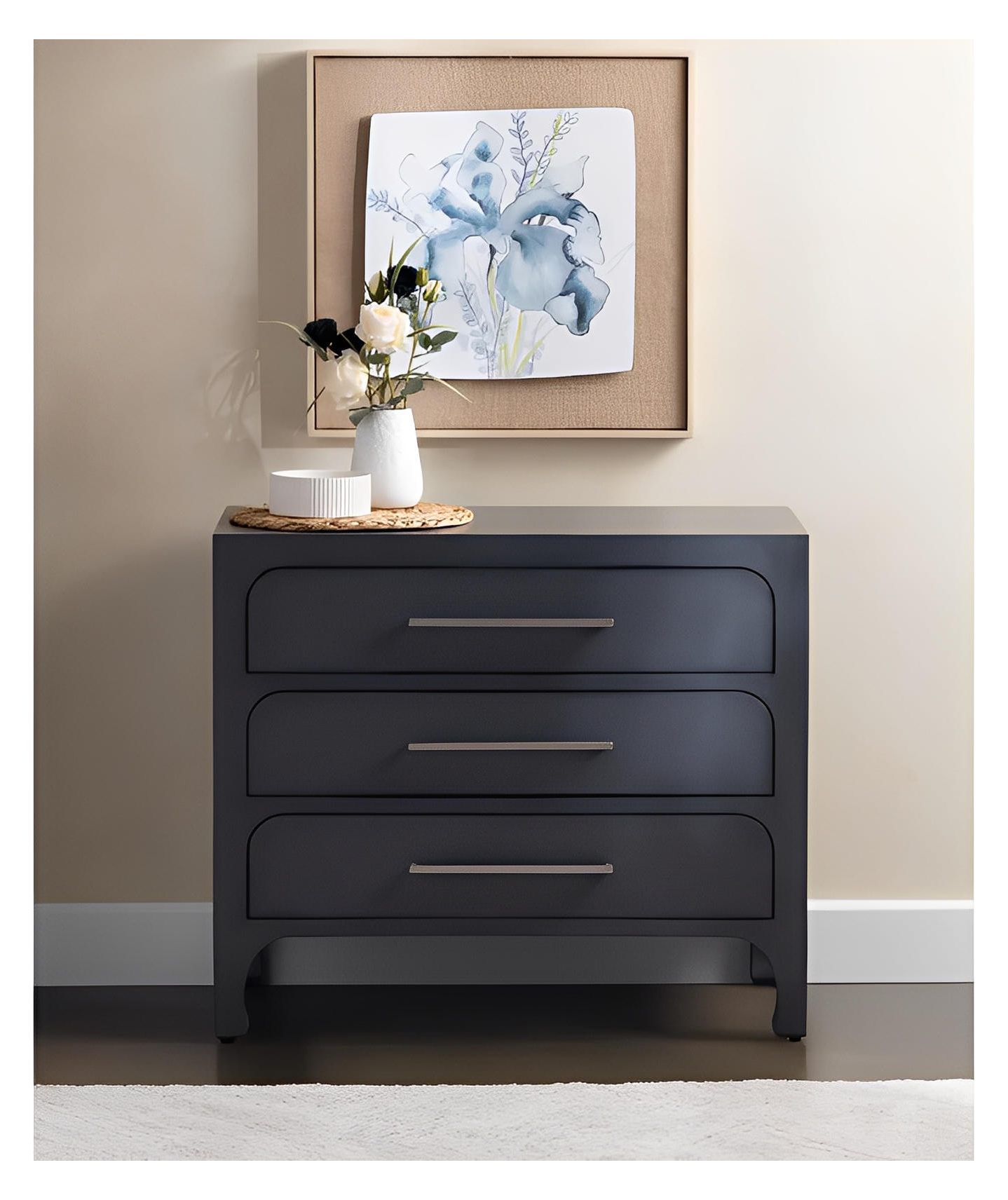 Great Barrington Blue Nightstands (2-Pack) Transitional, tapered legs, felt-lined top drawers
