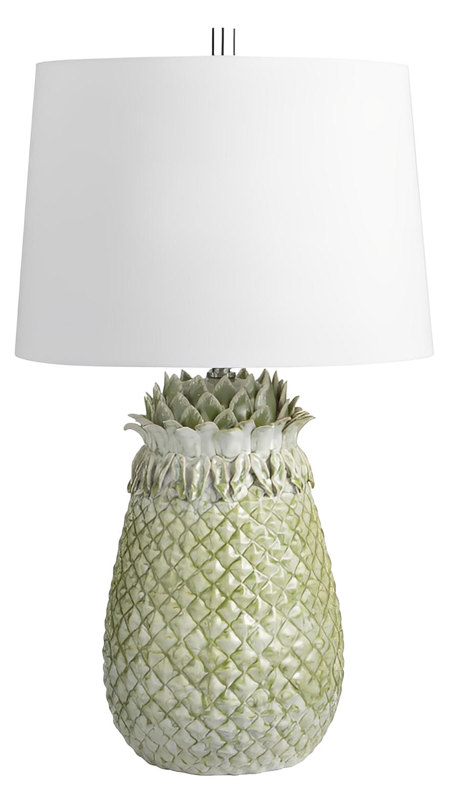 Green Glazed Pineapple Table Lamps (2-Pack), Coastal