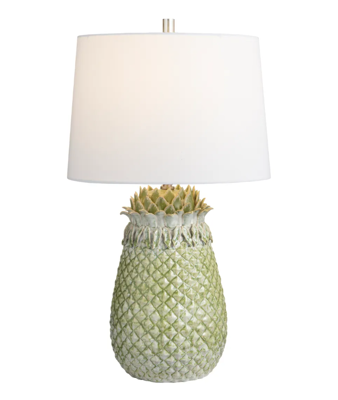 Green Glazed Pineapple Table Lamps (2-Pack), Coastal