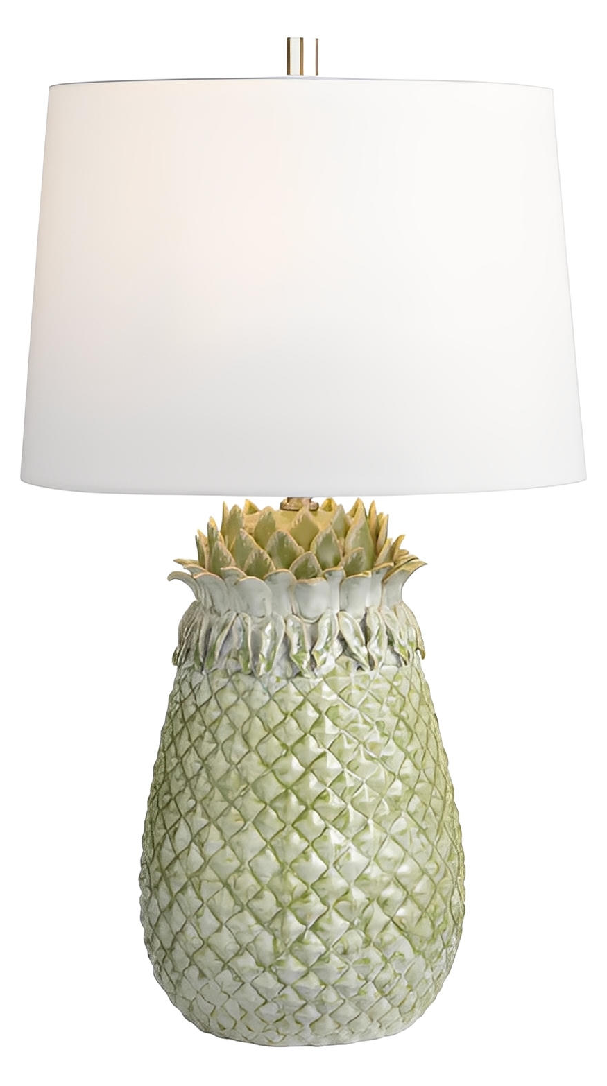 Green Glazed Pineapple Table Lamps (2-Pack), Coastal