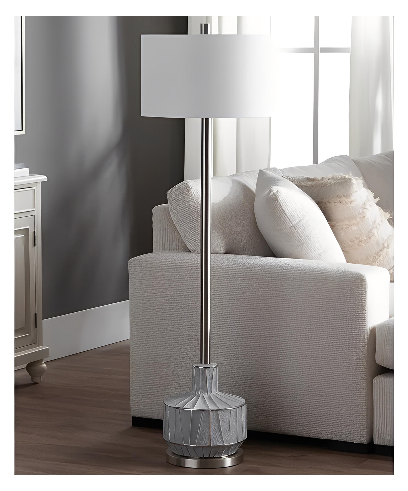 Pleione of Providence Floor Lamp, Grey, Transitional