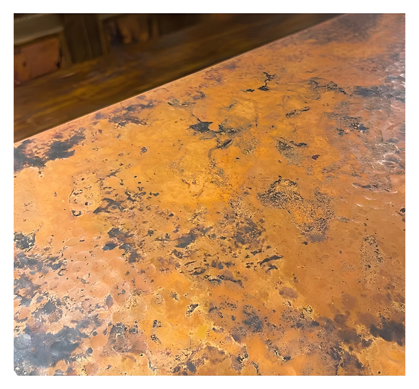 Sunset Ridge Copper 2-Piece Bar & Hutch Set | 12 ft wide | Hand-Carved | Iron Nailhead Trim & Foot Rail